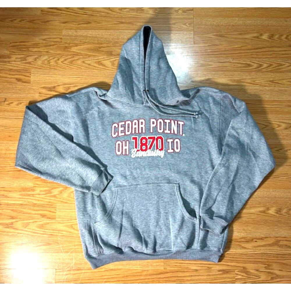 Cedar Point XL - adult hoodie sweatshirt - heather gray/red/white